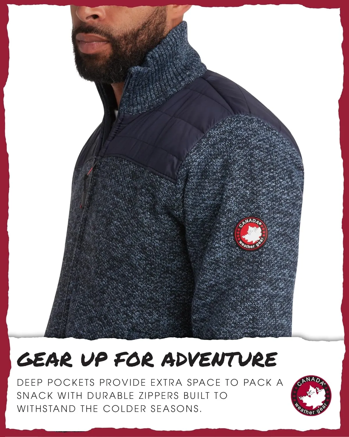 CANADA WEATHER GEAR Men's Sweater - Classic Zip Up Polar Fleece Mens Sweater - Cozy Stylish Jackets for Men (M-XXL)