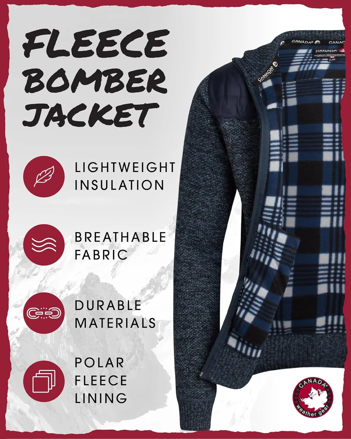 CANADA WEATHER GEAR Men's Sweater - Classic Zip Up Polar Fleece Mens Sweater - Cozy Stylish Jackets for Men (M-XXL)