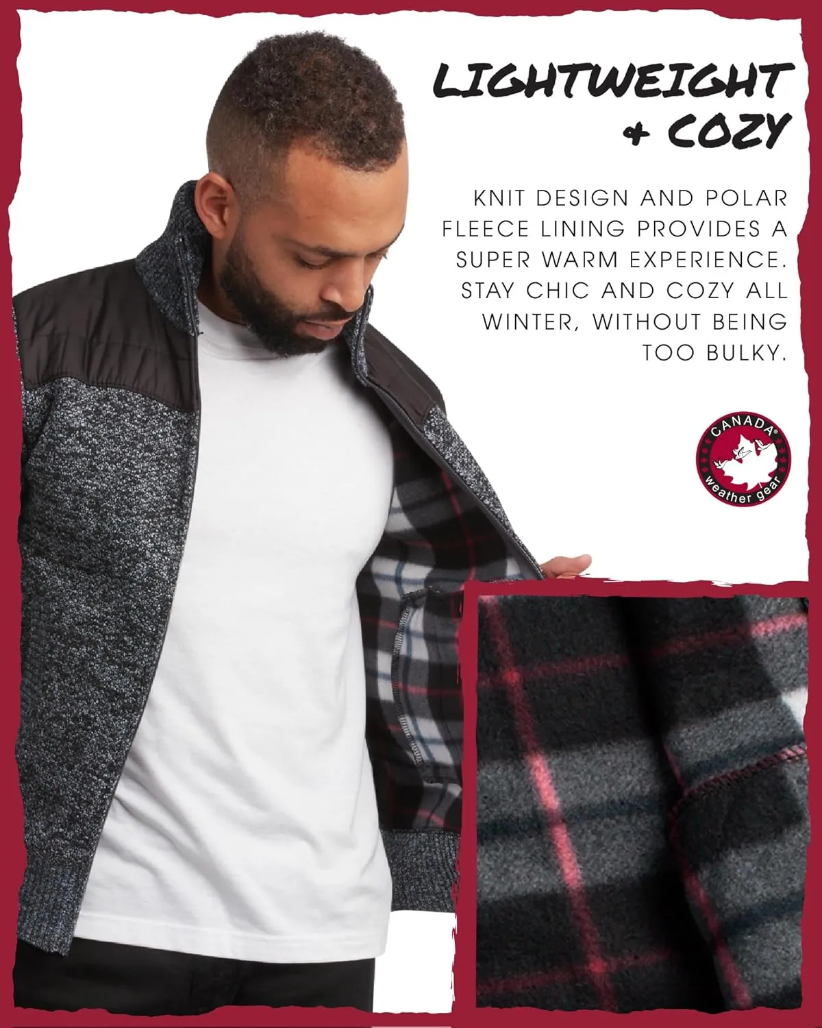 CANADA WEATHER GEAR Men's Sweater - Classic Zip Up Polar Fleece Mens Sweater - Cozy Stylish Jackets for Men (M-XXL)