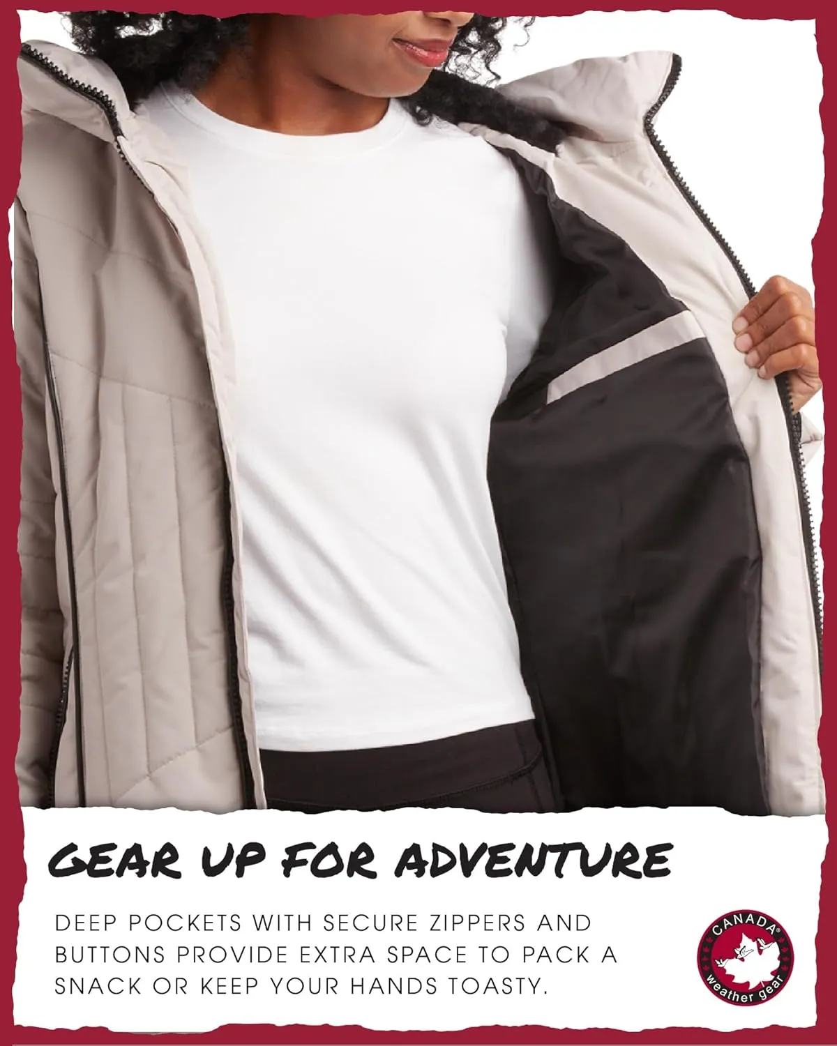 CANADA WEATHER GEAR Women's Puffer Jacket with Hood and Faux Fur Trim - Cozy Long Winter Coats for Women (S-XL)