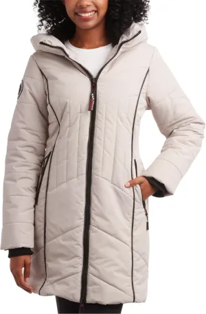 CANADA WEATHER GEAR Women's Puffer Jacket with Hood and Faux Fur Trim - Cozy Long Winter Coats for Women (S-XL)