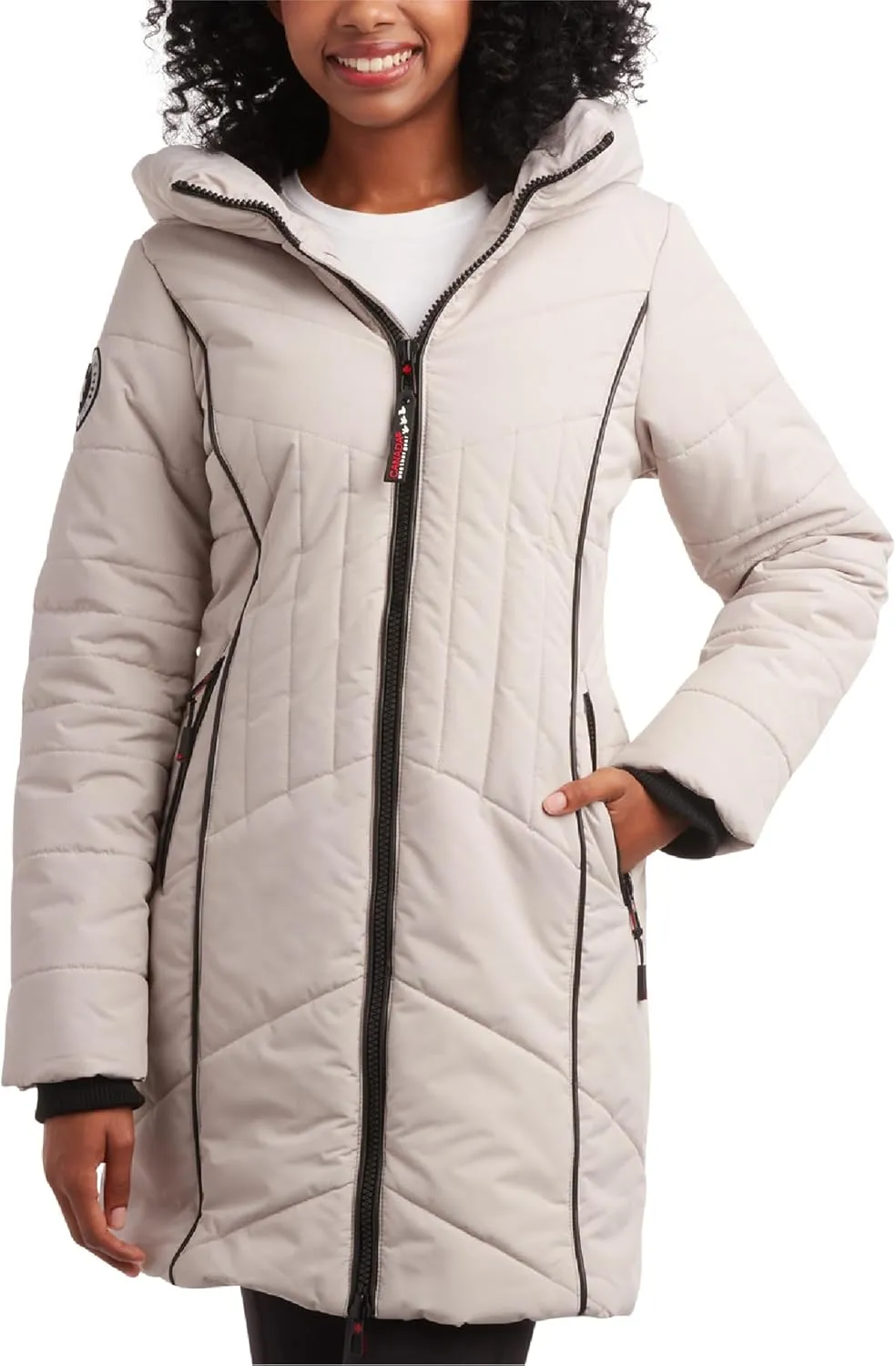 CANADA WEATHER GEAR Women's Puffer Jacket with Hood and Faux Fur Trim - Cozy Long Winter Coats for Women (S-XL)