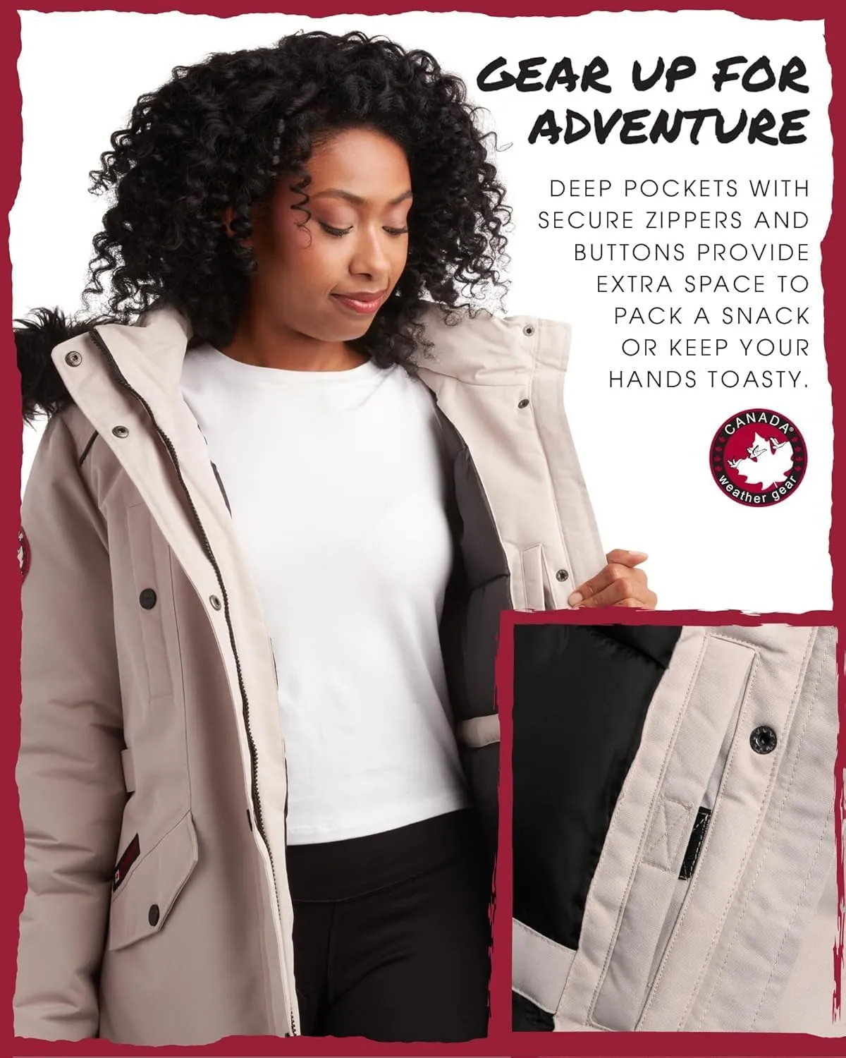 CANADA WEATHER GEAR Women's Winter Coat - Stadium Parka Jacket, Fur Trim Hood (S-XL)