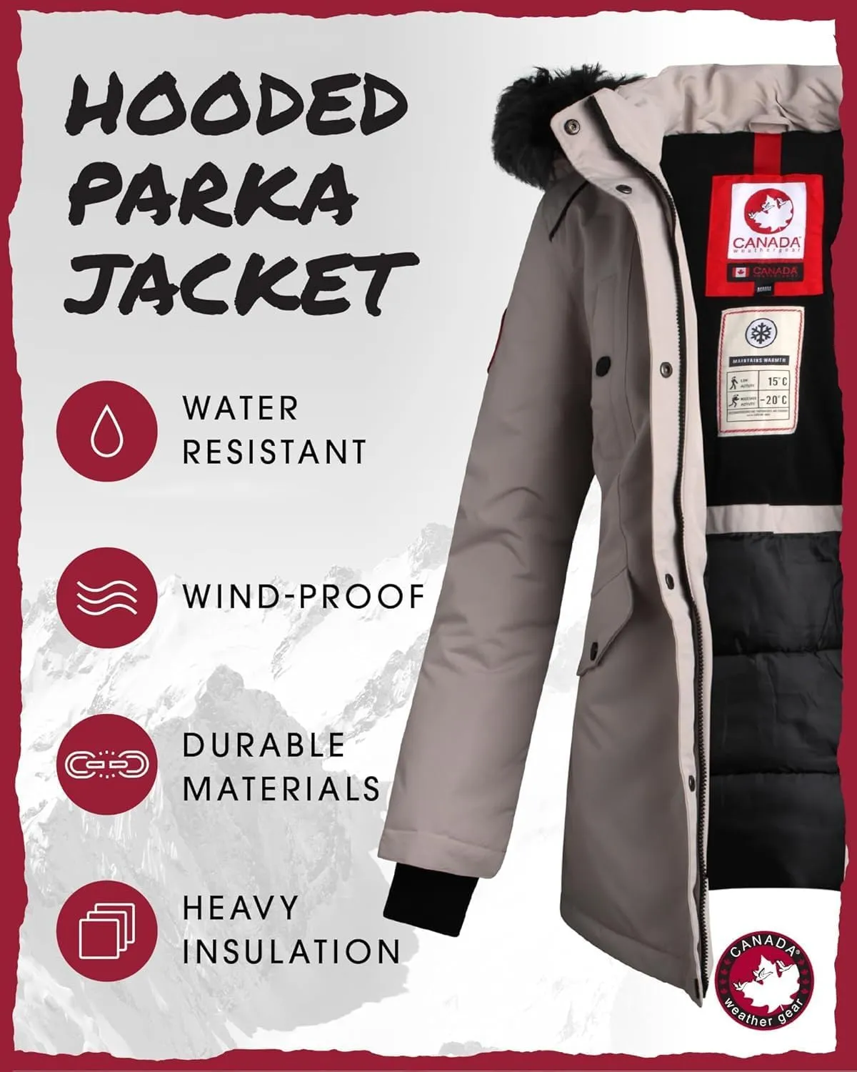 CANADA WEATHER GEAR Women's Winter Coat - Stadium Parka Jacket, Fur Trim Hood (S-XL)