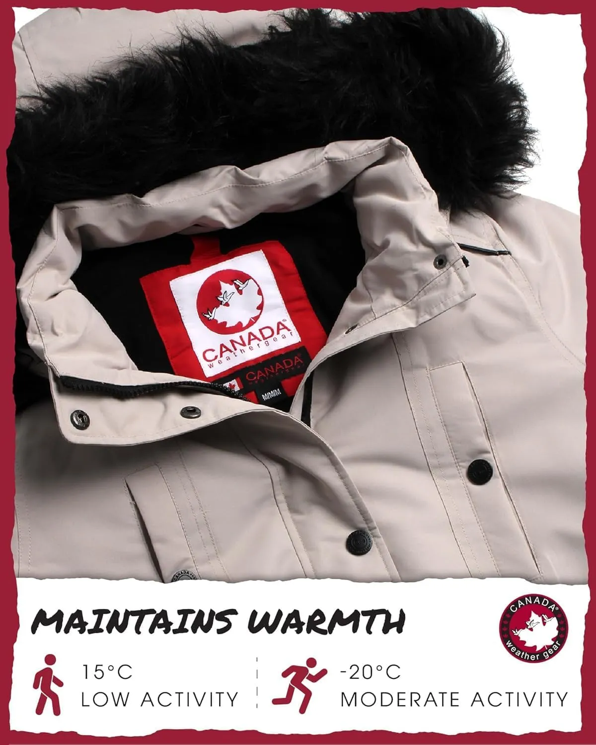CANADA WEATHER GEAR Women's Winter Coat - Stadium Parka Jacket, Fur Trim Hood (S-XL)
