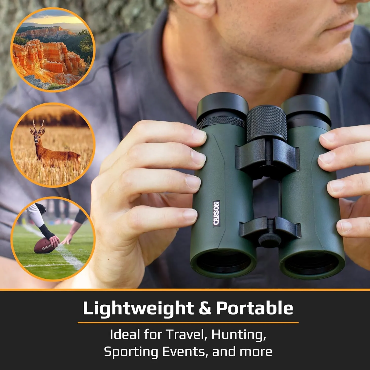 Carson RD Series 8x42mm Open-Bridge Waterproof High Definition Full Sized Binoculars (RD-842)