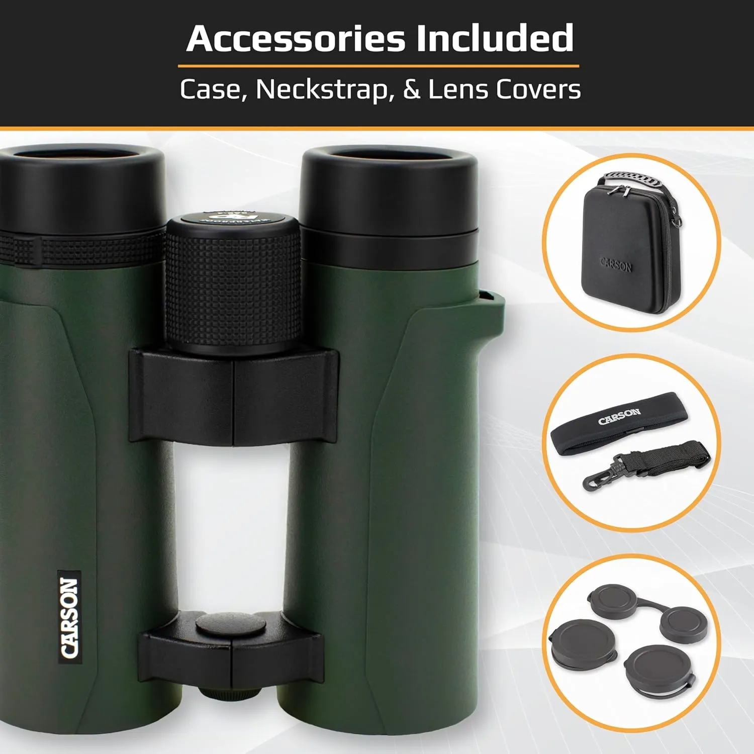 Carson RD Series 8x42mm Open-Bridge Waterproof High Definition Full Sized Binoculars (RD-842)
