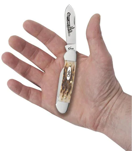 Case Knife - Amber Bone Peach Seed Canoe