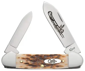 Case Knife - Amber Bone Peach Seed Canoe