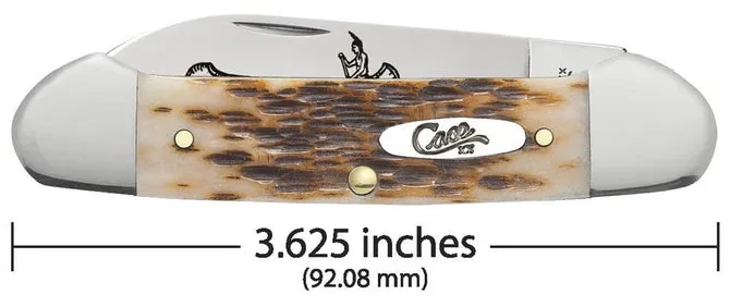 Case Knife - Amber Bone Peach Seed Canoe