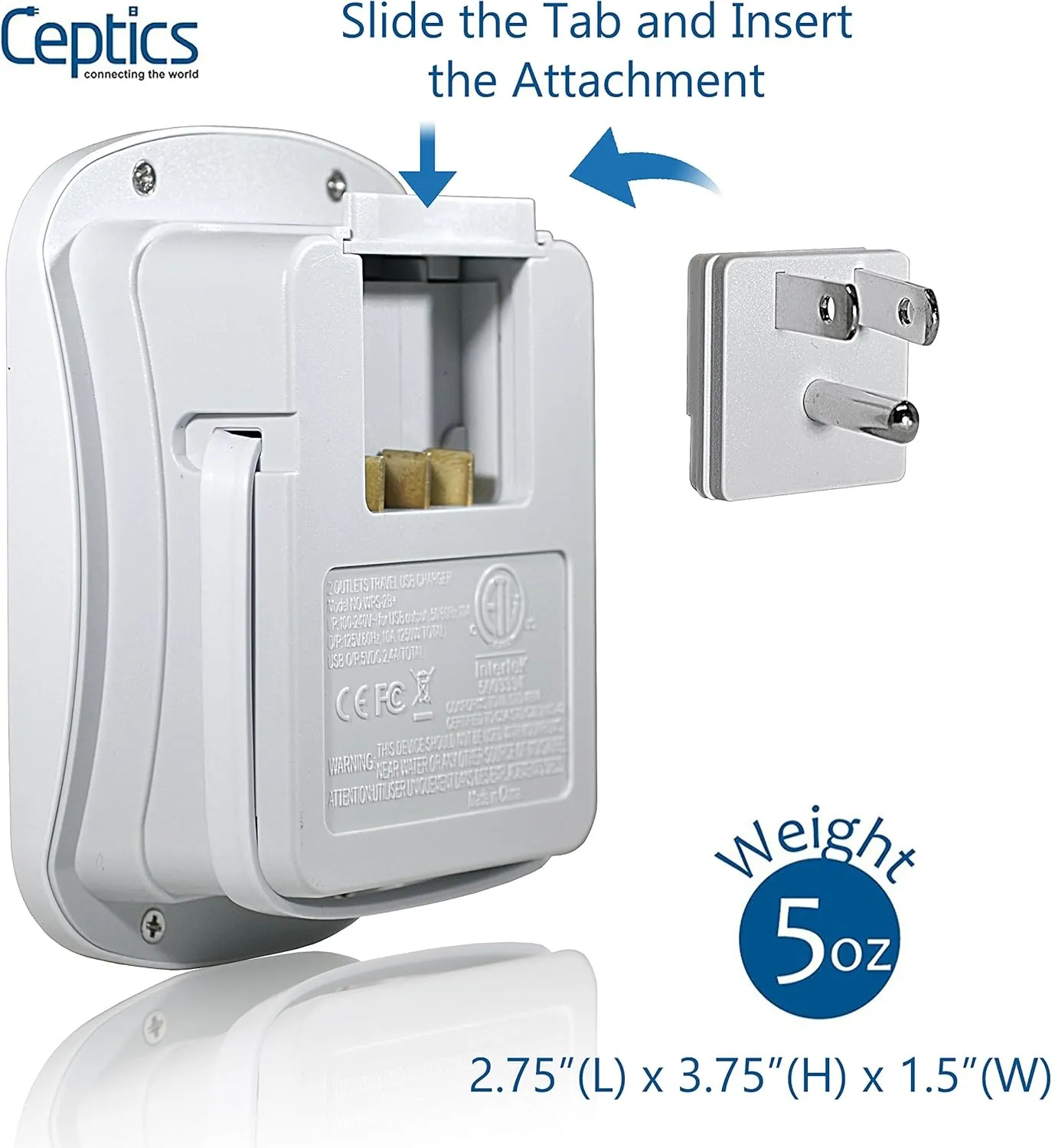 Ceptics International Plug Adapter Kit, World Safest Grounded 13 Adaptor Set Dual USB Ports - Travel Anywhere - Business Use - Perfect for Laptops, Cell Phones, Chargers - Surge Protection