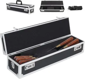 Chef’s Knife Case Aluminum Hard Case with Dual Combination Locks Cultery Carrier Portable Knife Organizer Block Holders Protectors With 8 Slots Can Hold Home Kitchen Knife Tools Up To 17.5”