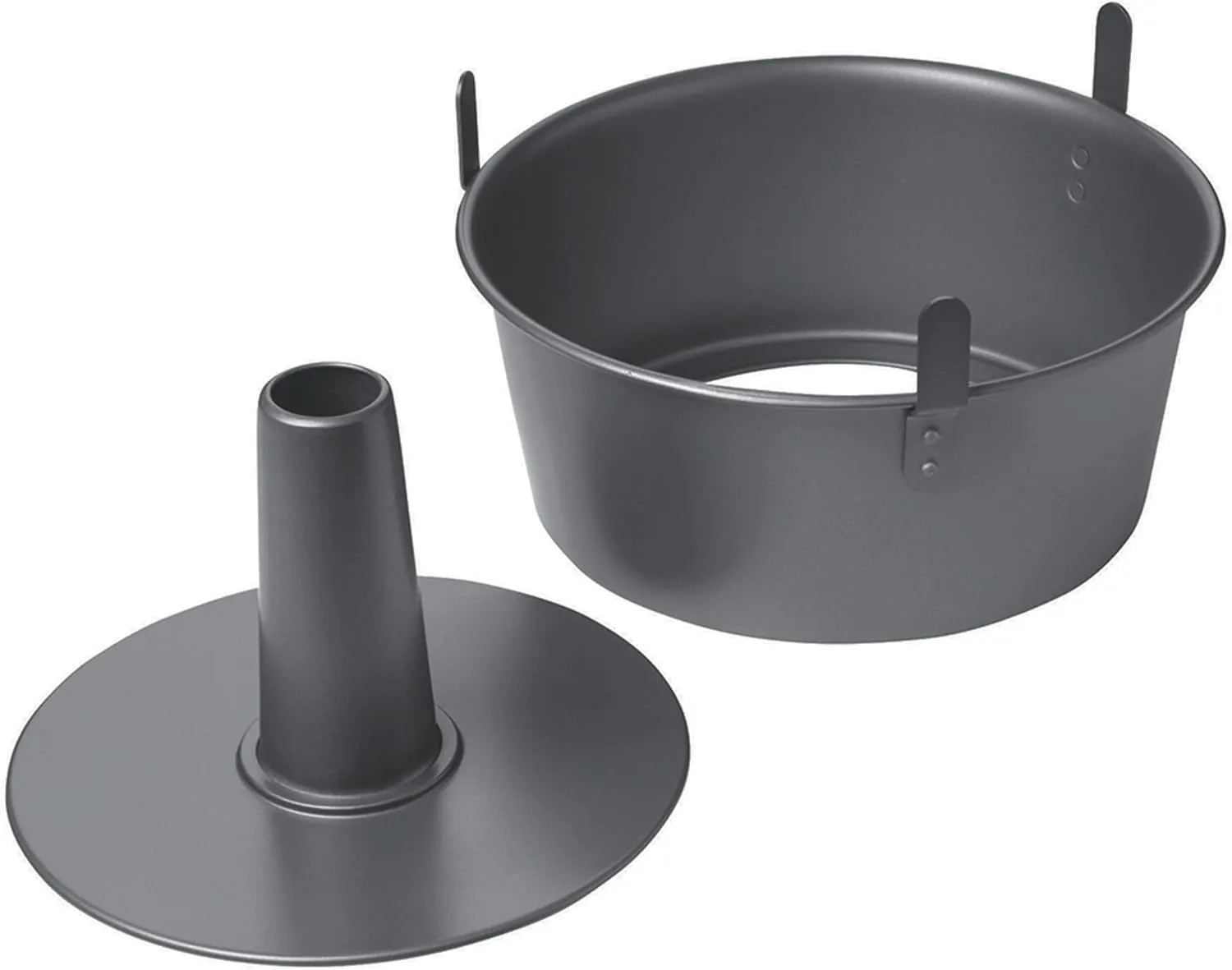 Chicago Metallic 2-Piece Angel Food Cake Pan with Cooling Feet, 9.5 Inch Premium Carbon Steel Tube Pan with Non-Stick Coating, Perfect for Angel Food and Pound Cakes