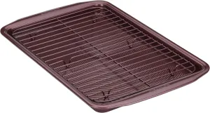 Circulon Nonstick Bakeware Set, Nonstick Cookie Sheet / Baking Sheet with Cooling Rack - 2 Piece, Merlot Red
