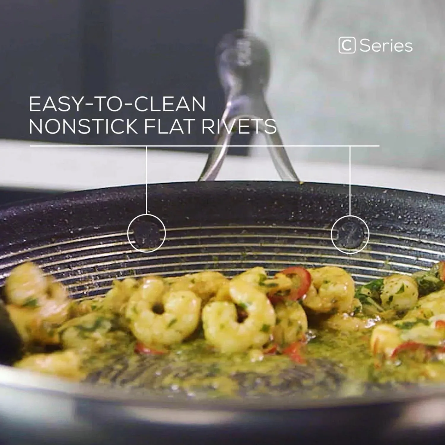 Circulon SteelShield™ Nonstick Stainless Steel C-Series Covered Wok with Clearview Lid Induction – 36cm