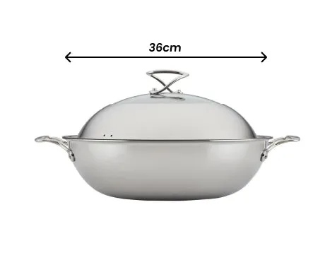 Circulon SteelShield™ Nonstick Stainless Steel C-Series Covered Wok with Clearview Lid Induction – 36cm