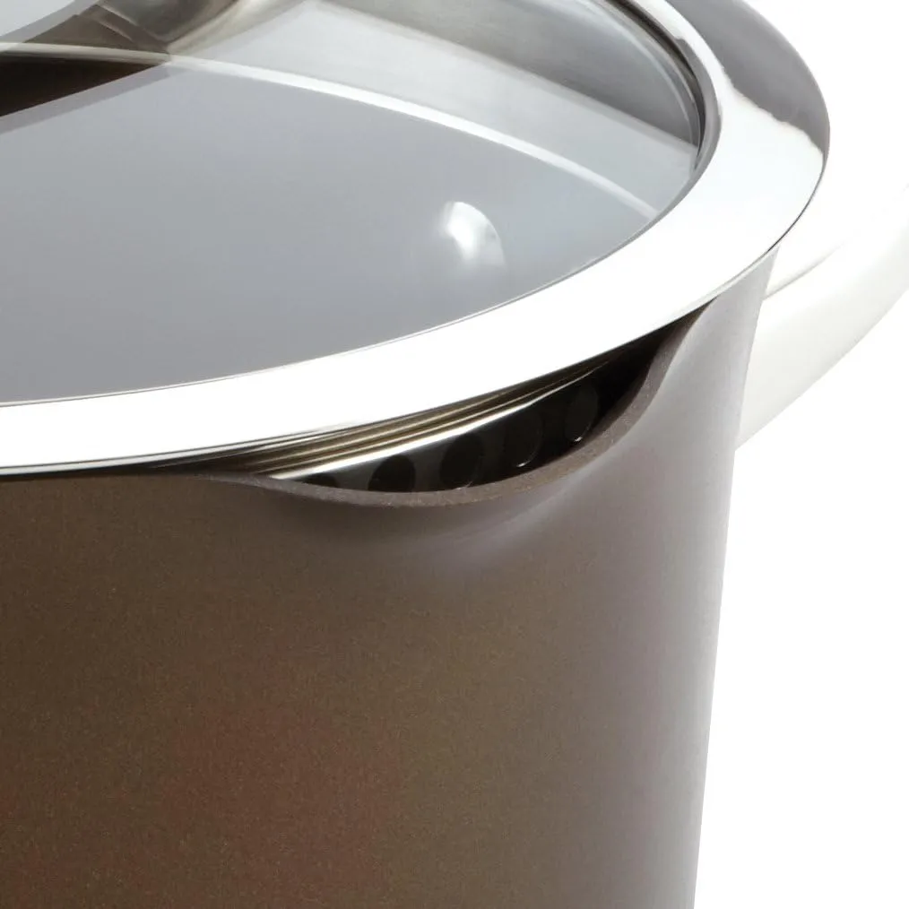 Circulon Symmetry Hard Anodized Nonstick Sauce Pan/Saucepan with Straining and Lid , 3.5 Quart, Brown