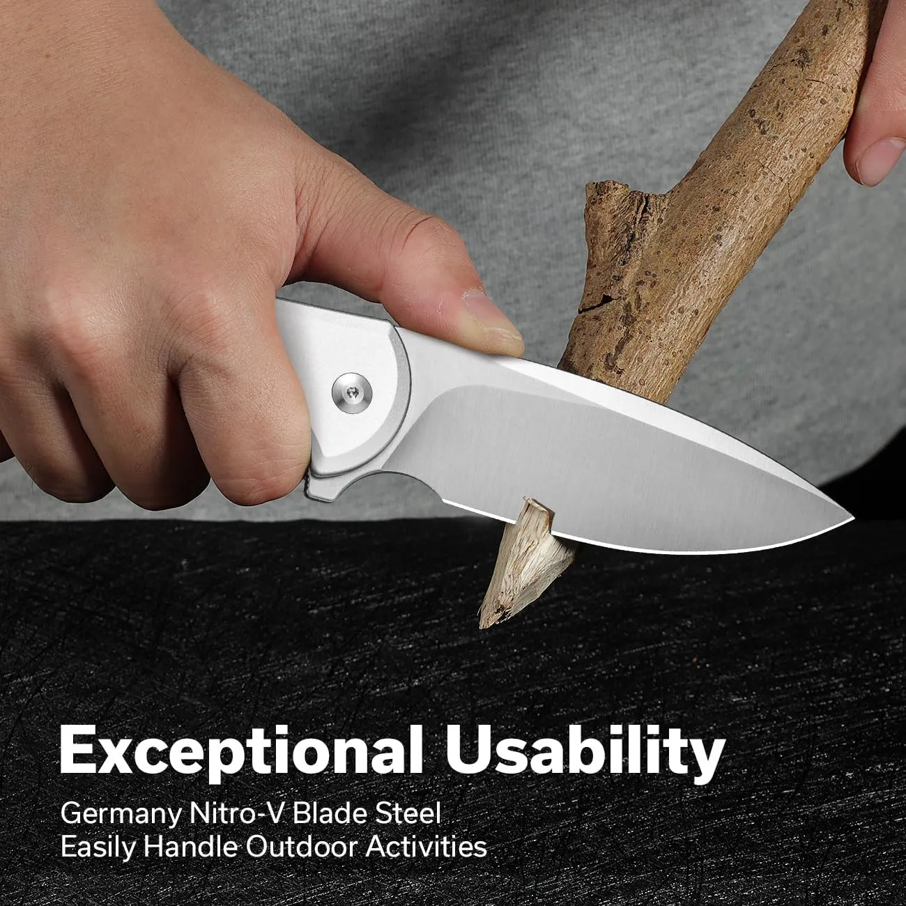 CIVIVI Button Lock Praxis Pocket Knife for EDC, Folding Knife Upgrade with Flipper 3.75" Nitro-V Blade plus Aluminum Handle, Cool Stylish Gift for Men Women C18026E-2