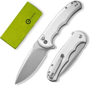 CIVIVI Button Lock Praxis Pocket Knife for EDC, Folding Knife Upgrade with Flipper 3.75" Nitro-V Blade plus Aluminum Handle, Cool Stylish Gift for Men Women C18026E-2