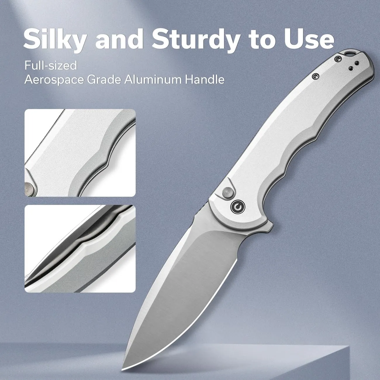 CIVIVI Button Lock Praxis Pocket Knife for EDC, Folding Knife Upgrade with Flipper 3.75" Nitro-V Blade plus Aluminum Handle, Cool Stylish Gift for Men Women C18026E-2