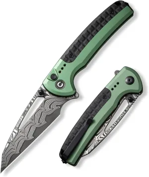 CIVIVI Sentinel Strike Pocket Knife with Glass Breaker, Utility Folding Knife for Outdoor EDC, 3.7" Reverse Tanto Damascus Blade, Aircraft Grade Aluminum Handle with FRN Integral Spacer C22025B-DS1