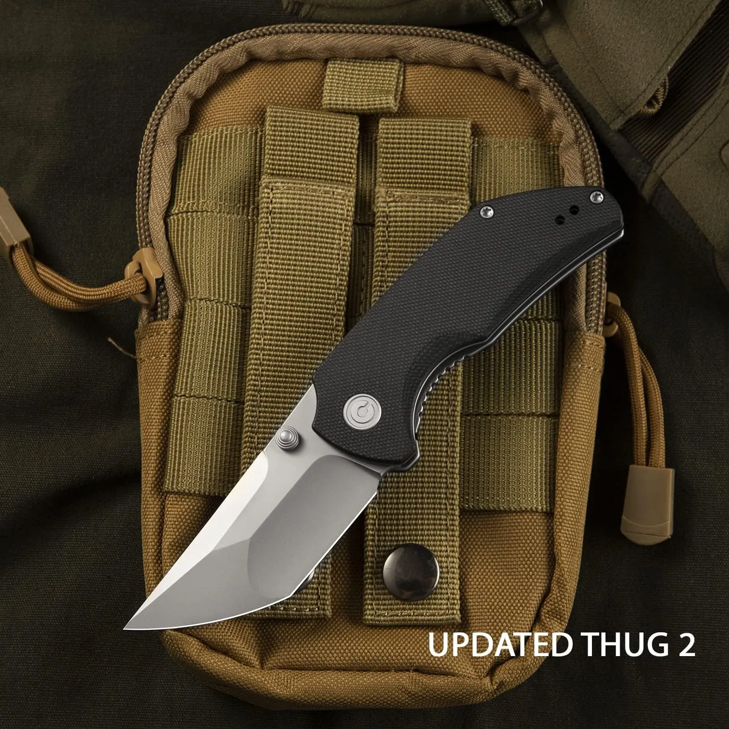 CIVIVI Thug 2 Pocket Knife for EDC, Matthew Christensen 2.69" Nitro-V Blade G10 Handle with Thumb Stud and Reversible Pocket Clip, Folding Knife for Utility Hiking Camping Fishing Outdoor C20028C-2