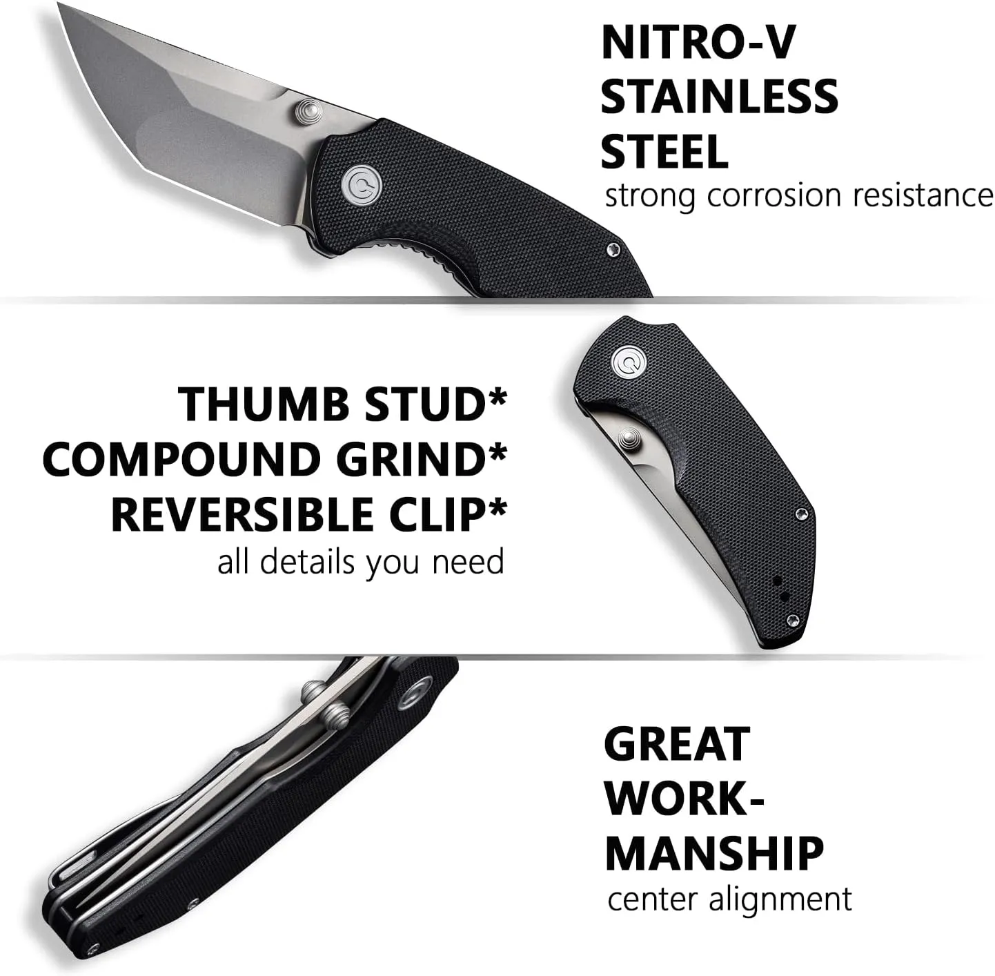 CIVIVI Thug 2 Pocket Knife for EDC, Matthew Christensen 2.69" Nitro-V Blade G10 Handle with Thumb Stud and Reversible Pocket Clip, Folding Knife for Utility Hiking Camping Fishing Outdoor C20028C-2