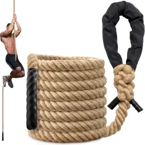 Climbing Rope Gym Workout - 15FT Heavy Duty Jute Thick Ropes for Adults Strength Training Outdoor Tree Swing Indoor Home Fitness Exercise - 1.5 Inch