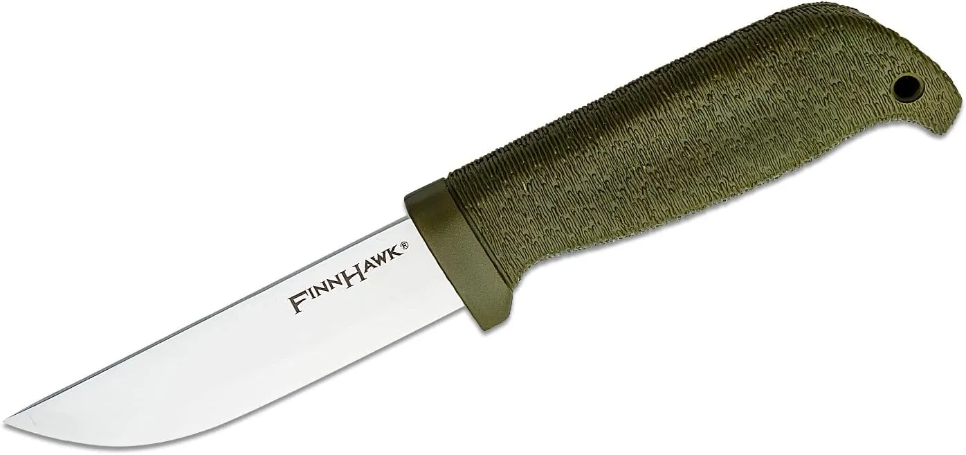 Cold Steel Finn Hawk 4" Durable Compact German 4116 Steel Fixed Blade Outdoor Bushcraft Game Hunting Utility Knife, 4-1/2" Textured Handle with TPR, Secure-Ex Sheath