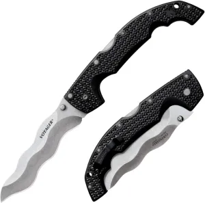 Cold Steel XL Voyager 5.5" AUS10A Razor-Sharp Kris Blade 6.75" Griv-Ex Handle Everyday Carry Tactical Folding Knife with Tri-Ad Lock
