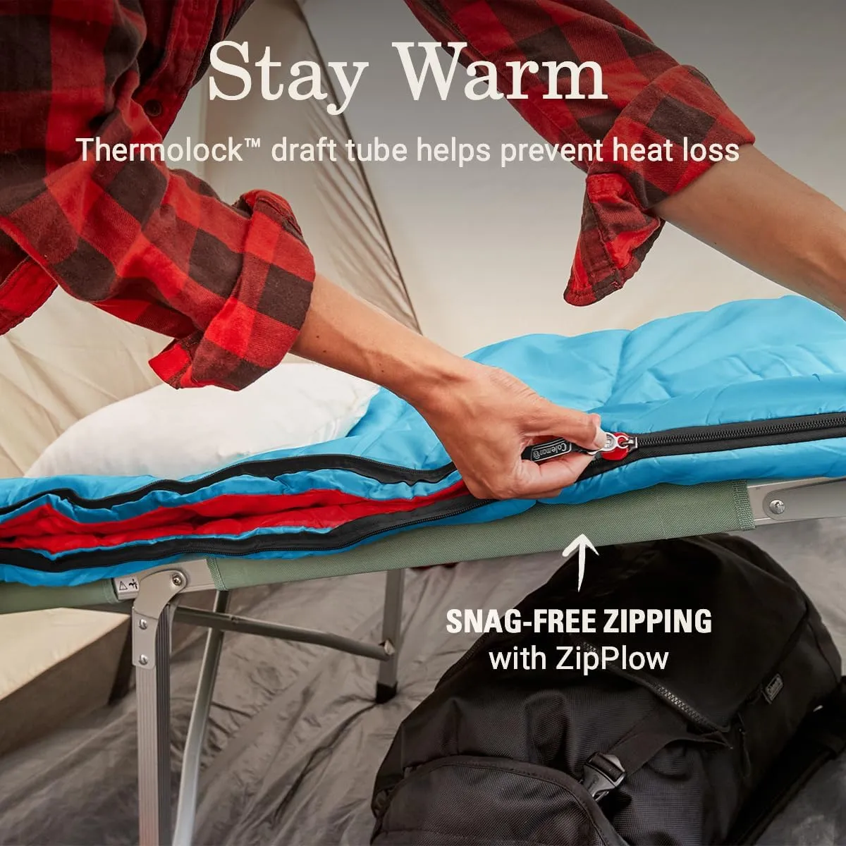 Coleman Flatlands Sleeping Bag, Made from 100% Recycled Material, Cool Weather Adult Sleep Sack