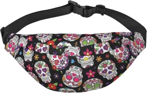 Colorful Vintage Sugar Skull Fanny Pack for Man Women Waist Bag Adjustable Belt Casual Chest Bag Bum Bags for Travel Sports Running Hiking Waist Packs
