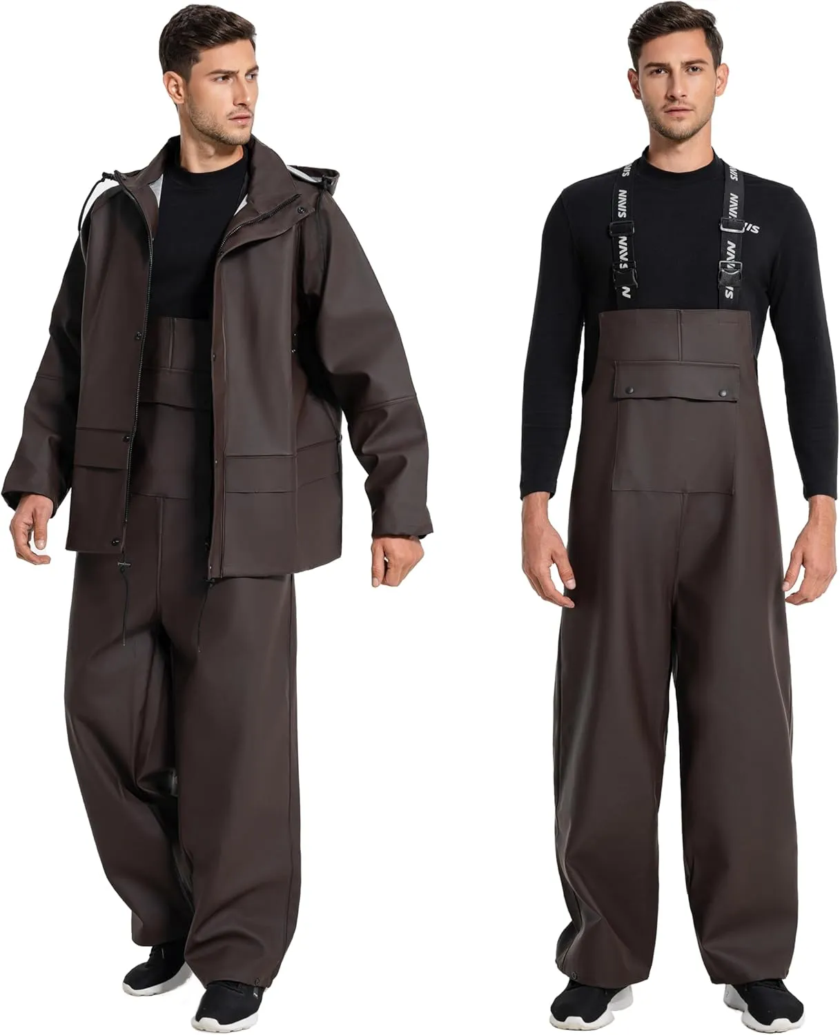 Commercial Fishing Suit-Professional Grade Heavy Duty Jacket with Bib 0.70mm Thickness Foul Weather Gear