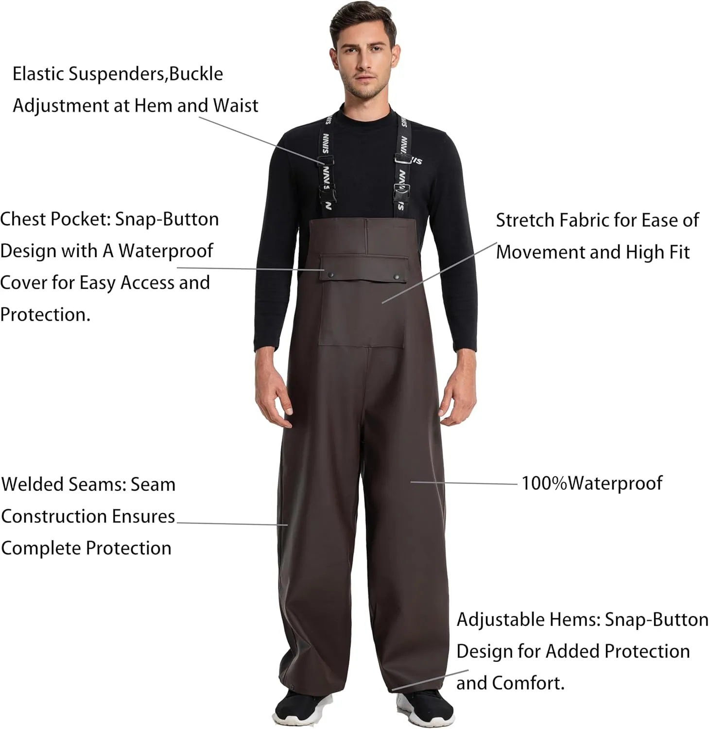 Commercial Fishing Suit-Professional Grade Heavy Duty Jacket with Bib 0.70mm Thickness Foul Weather Gear