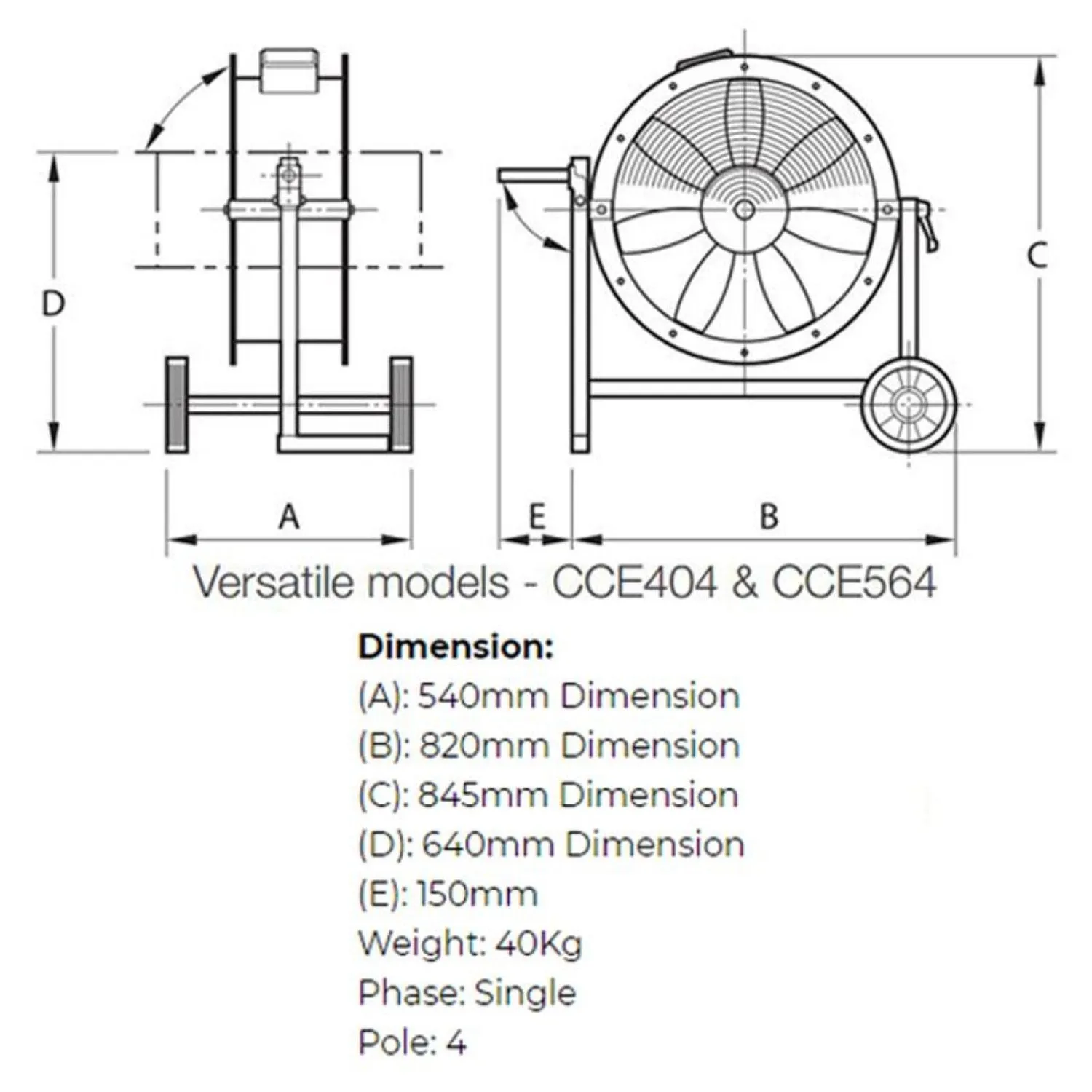 Compact Series - Portable Compact Cooler 560mm 1 Phase Versatile Model Fantech Trade - FANCCE564