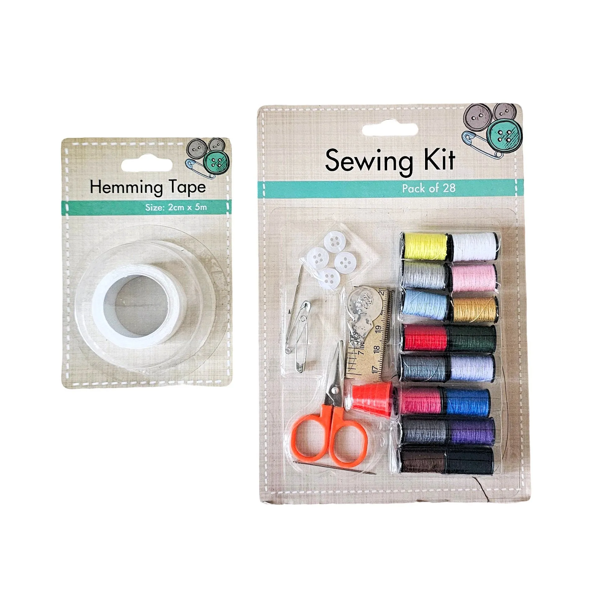 Compact Travel Sewing Kit with Hemming Tape