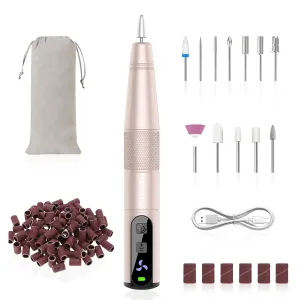 Cordless Nail Drill Set, Electric Nail Files and Buffers Drill Nails for Natural or Acrylic Gel Nails - Rechargeable Nail File Nail Drill Machine Manicure Nail Dremel Kit