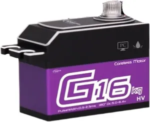 Coreless Programmable Servo 16KG True Torque High Speed ​​Full Metal Gear Waterproof 1/8 1/10 Short Body(Purple)