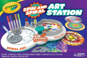 CRAYOLA Spin N Spiral Art Station | 2-in-1 Art Station with Storage | Create Spiro Art and Spin Inky Designs | Ages 6 