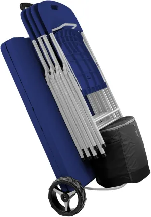 Creative Outdoor Folding Table and Chairs, 6 Ft, Built-in Wheels, Portable Durable Plastic (Blue & Gray)