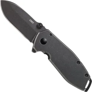 CRKT Squid Black Everyday Carry Assisted Folding Knife with Frame Lock: Stainless Steel Plain Edge Blade, Stainless Steel Handle, Pocket Clip, 2493