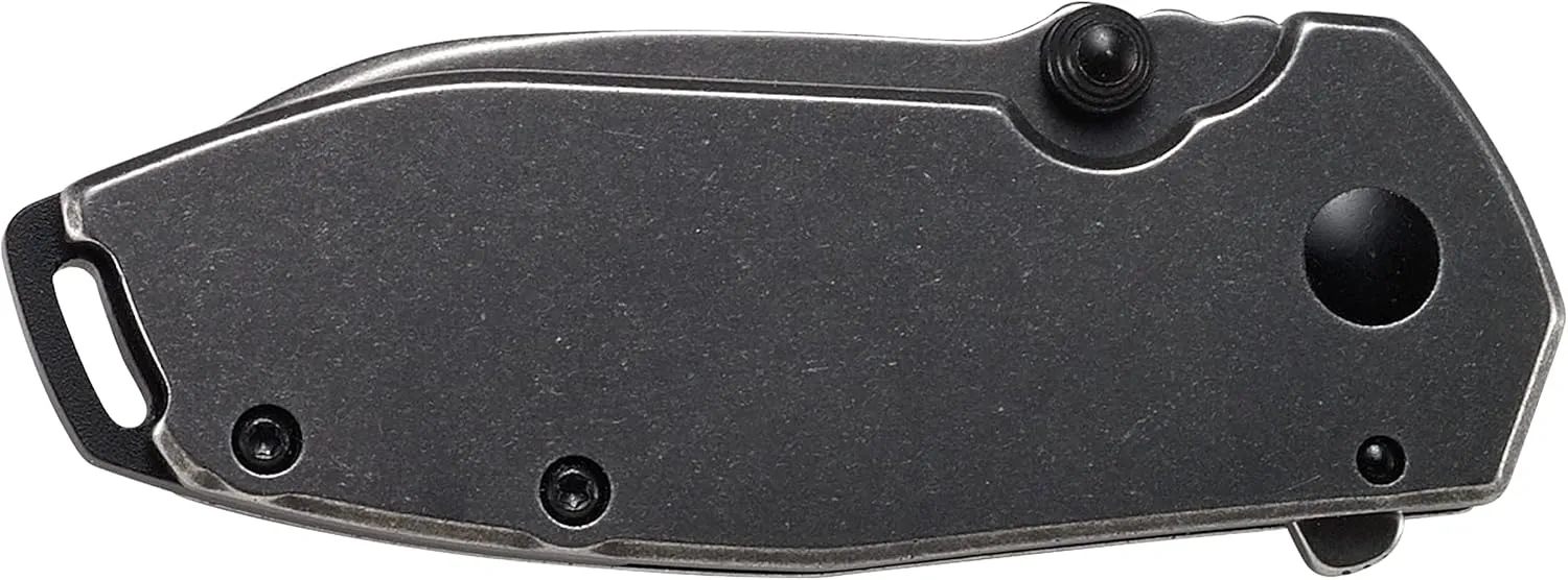 CRKT Squid Black Everyday Carry Assisted Folding Knife with Frame Lock: Stainless Steel Plain Edge Blade, Stainless Steel Handle, Pocket Clip, 2493