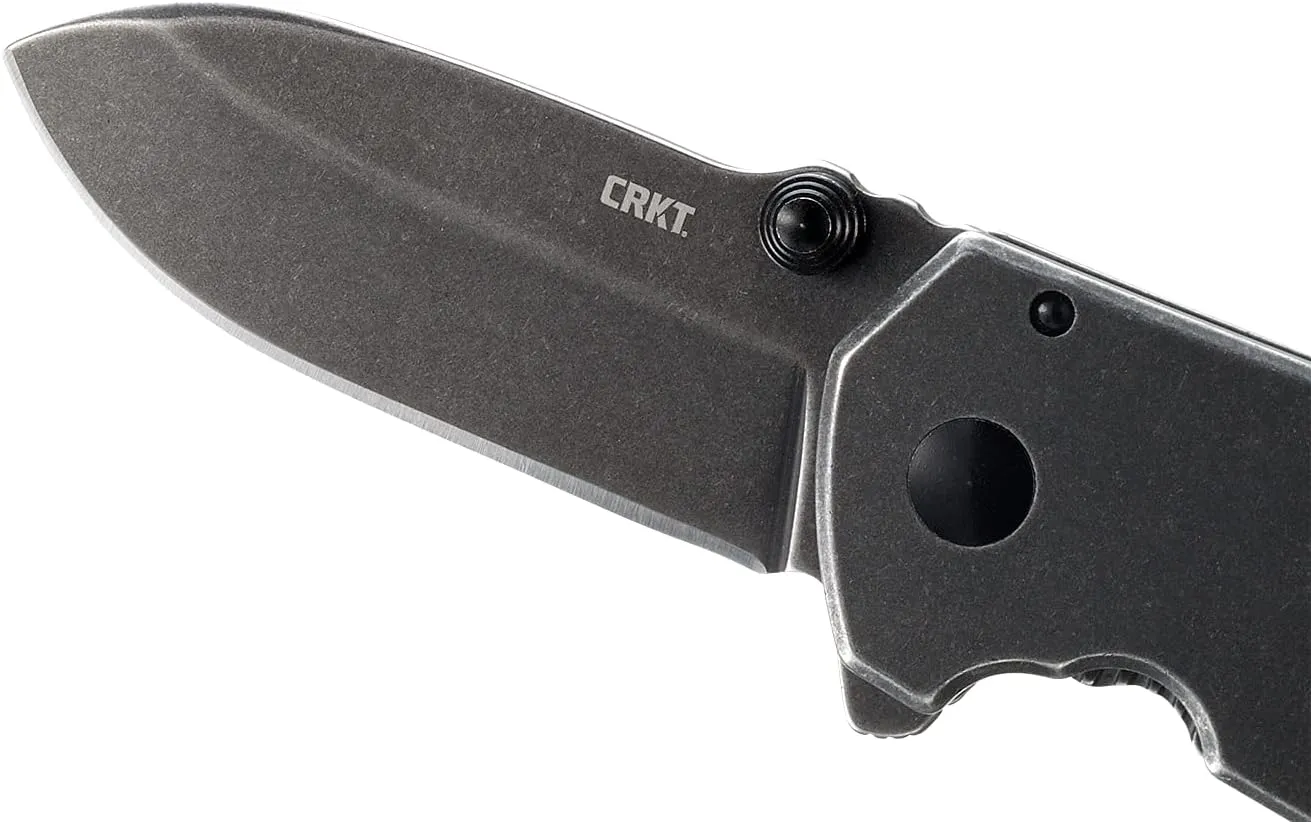CRKT Squid Black Everyday Carry Assisted Folding Knife with Frame Lock: Stainless Steel Plain Edge Blade, Stainless Steel Handle, Pocket Clip, 2493