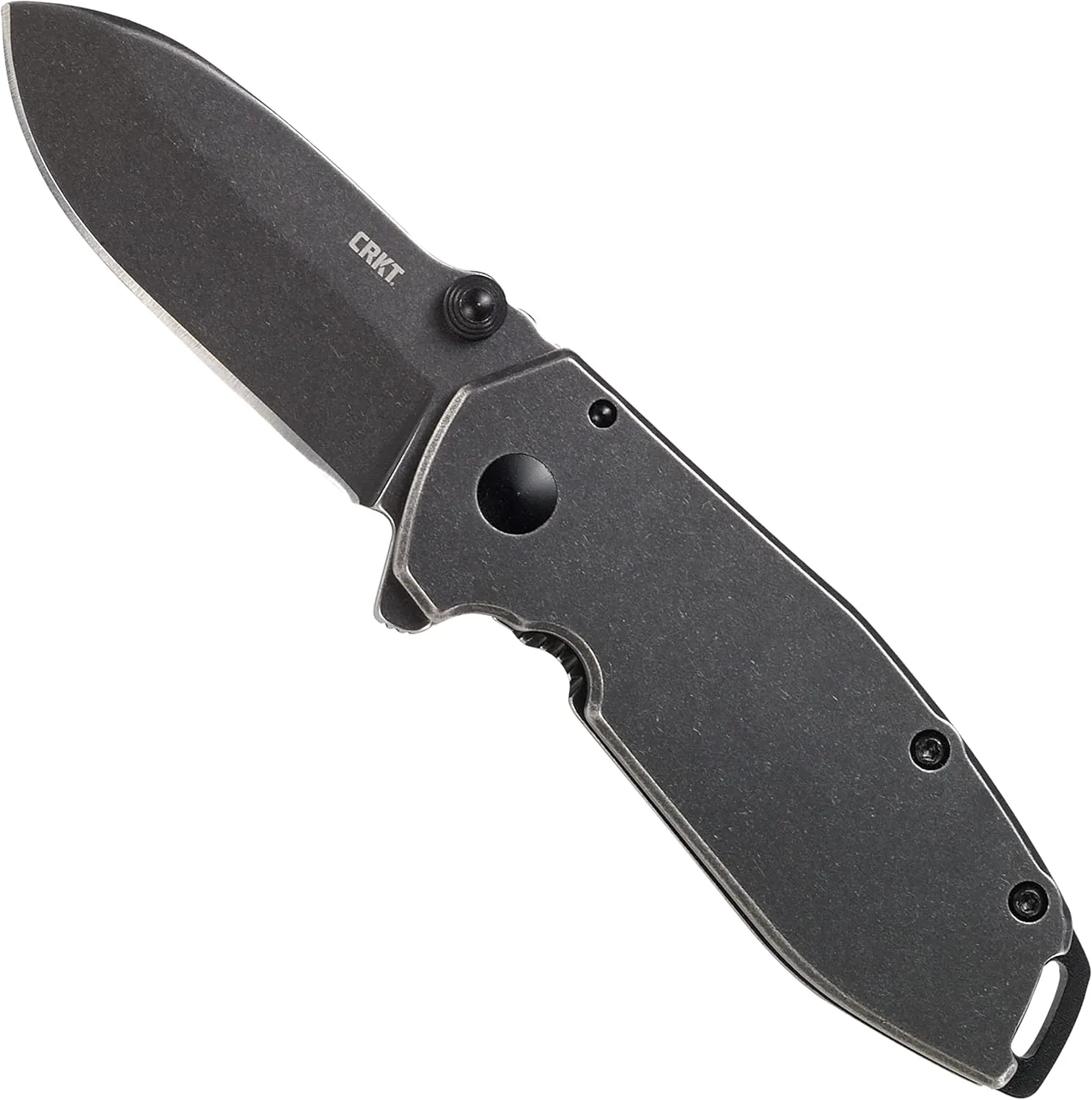 CRKT Squid Black Everyday Carry Assisted Folding Knife with Frame Lock: Stainless Steel Plain Edge Blade, Stainless Steel Handle, Pocket Clip, 2493