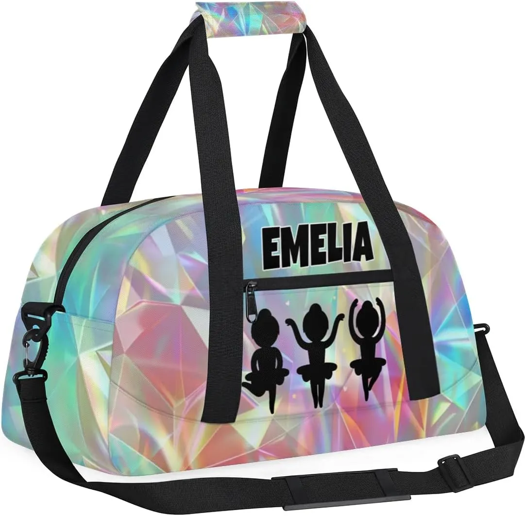 Custom Gym Colorful Cute Dance Bag for Girls, Personalized Sports Bag for Teens Girls Waterproof Weekender Carry Practice Travel Bag