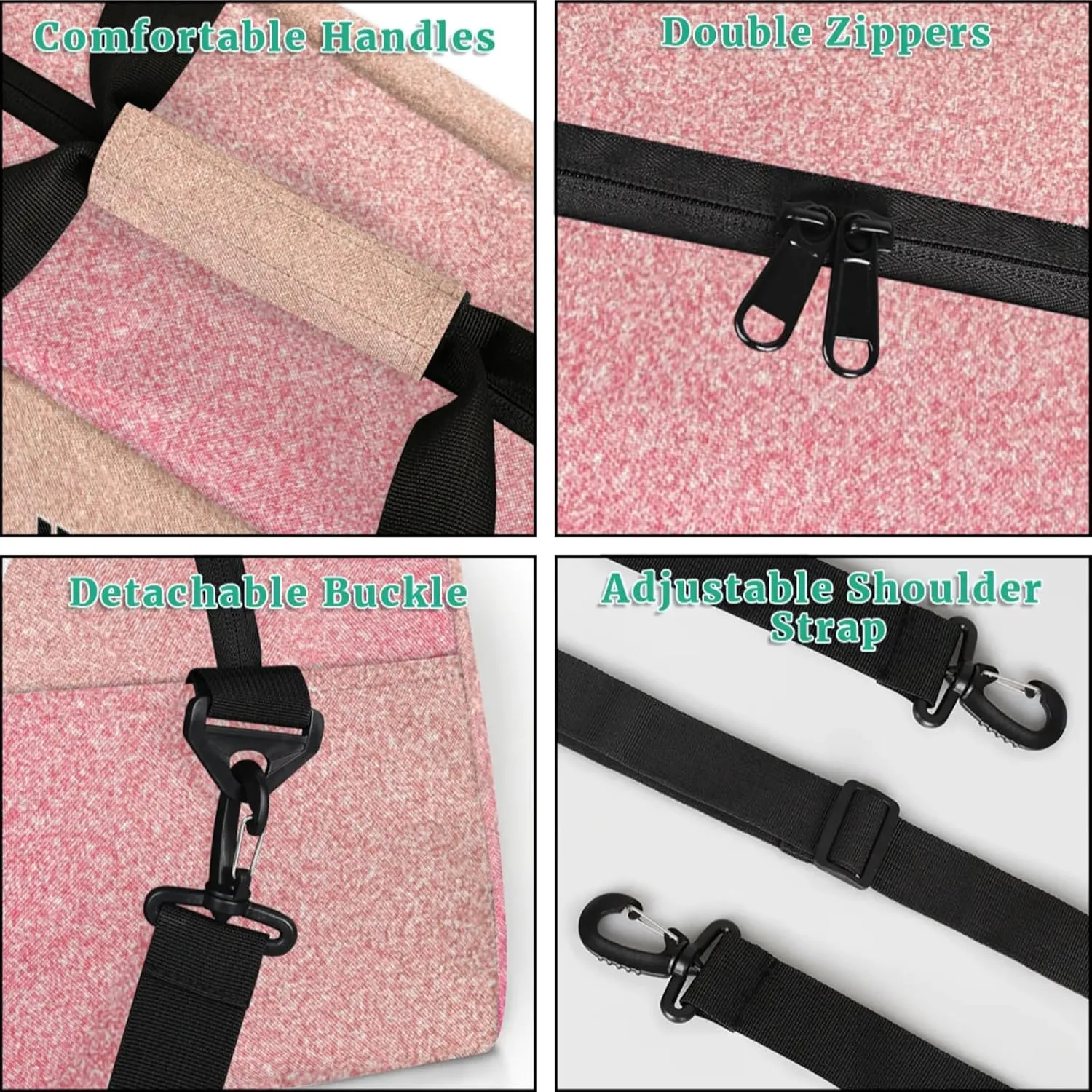 Custom Name Dance Ballet Sport Gym Bag, Personalized Customized Sleepover Travel Duffle Bag, Black Dancing Silhouette, Gradient Coral Pink Glittering