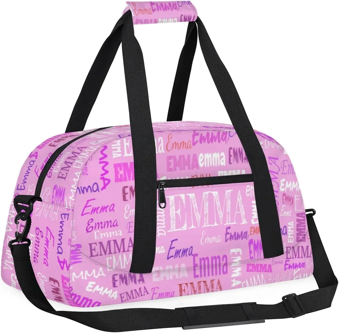 Custom Name Pink Dance Gym Bag Girls, Personalized Name Dance Bag Name Gymnastics Sport Duffel Bag, Custom Your Name ot Text on the Bag