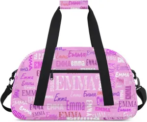 Custom Name Pink Dance Gym Bag Girls, Personalized Name Dance Bag Name Gymnastics Sport Duffel Bag, Custom Your Name ot Text on the Bag