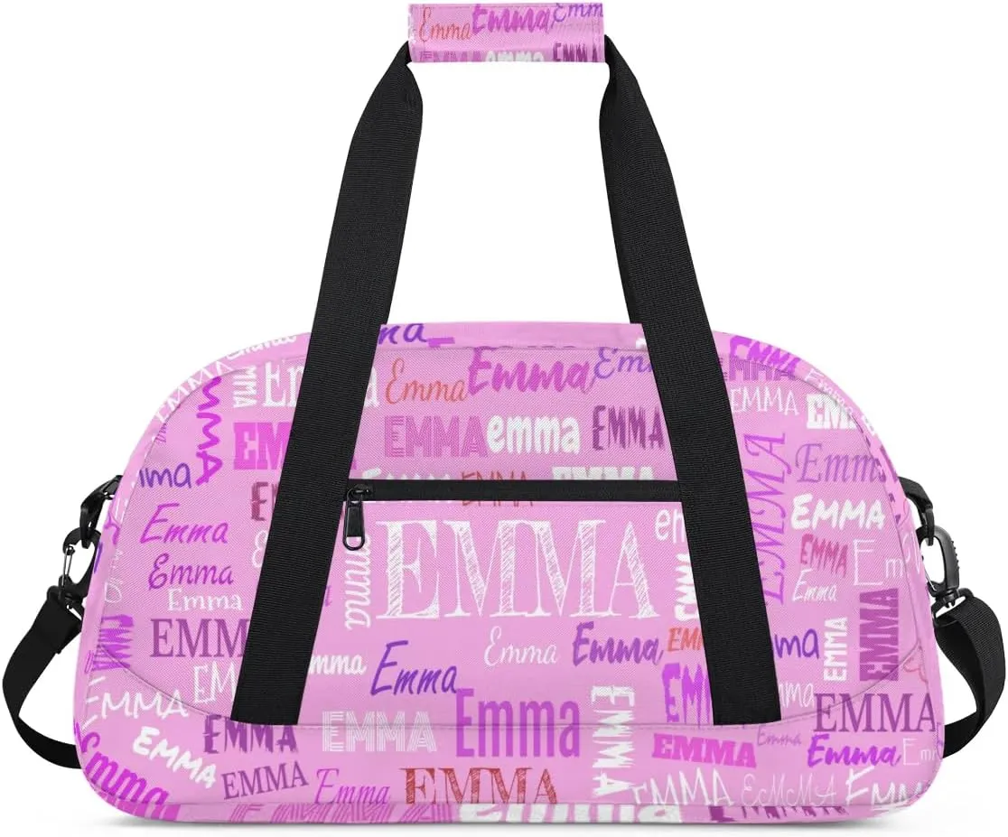 Custom Name Pink Dance Gym Bag Girls, Personalized Name Dance Bag Name Gymnastics Sport Duffel Bag, Custom Your Name ot Text on the Bag