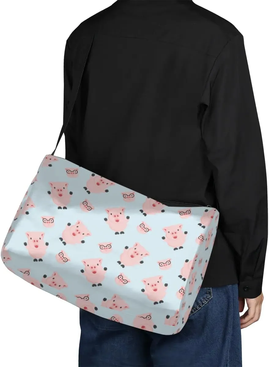 Cute Fat Pig Small Gym Bag for Men Women Workout Sport Duffle Bag Waterproof Weekender Overnight Bag Lightweight Carry on Tote Bag Crossbody Shoulder Travel Bag for Swim Yoge Dance